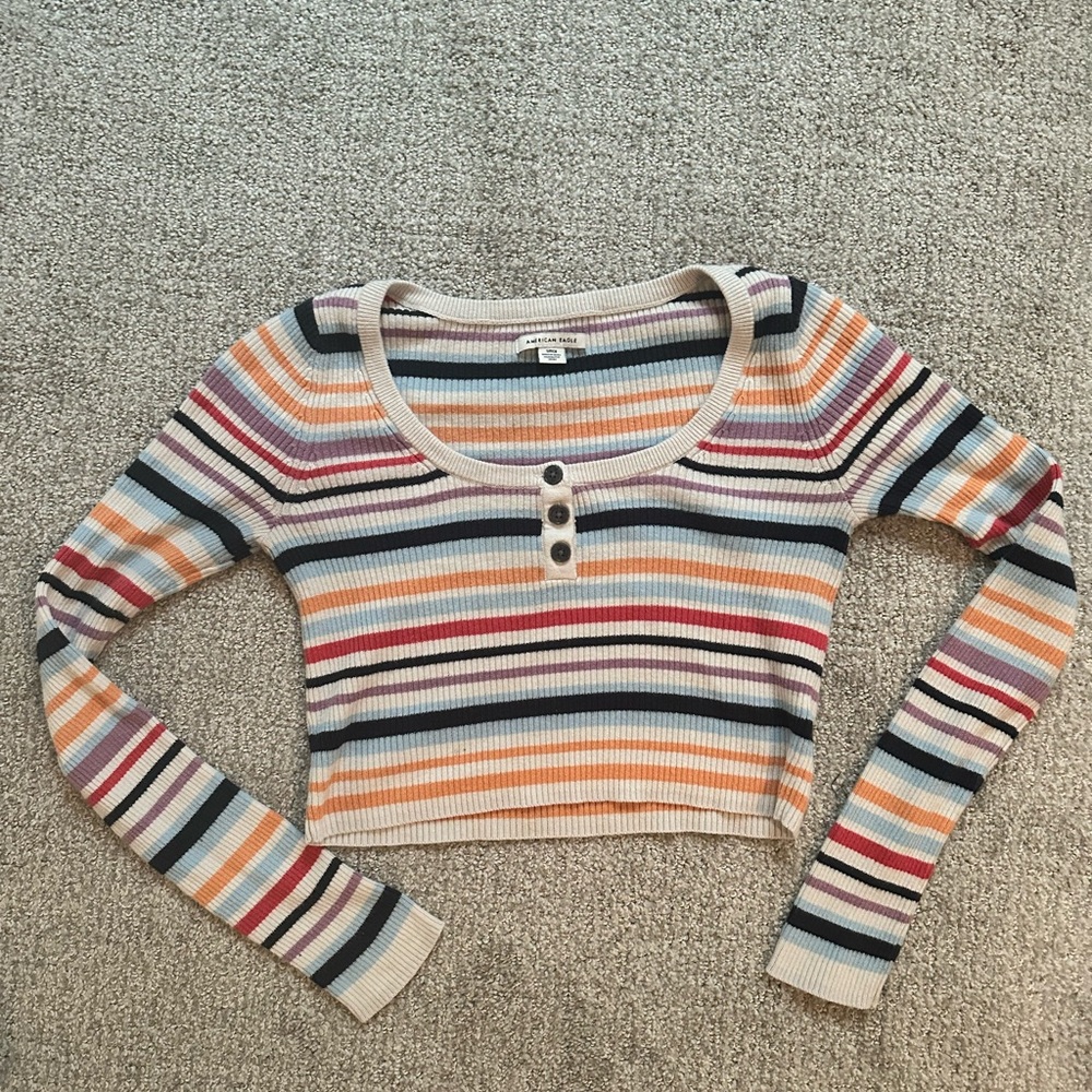 American Eagle Outfitters Multicolor Striped Long Sleeve Top